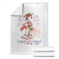 Celebrating 250 Years of American Spirit Flamingo Throw Blanket Cute Patriotic Tropical Bird Summer Landmarks Fireworks