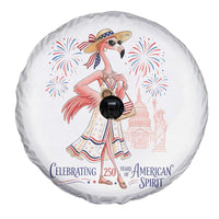 Celebrating 250 Years of American Spirit Flamingo Spare Tire Cover Cute Patriotic Tropical Bird Summer Landmarks Fireworks