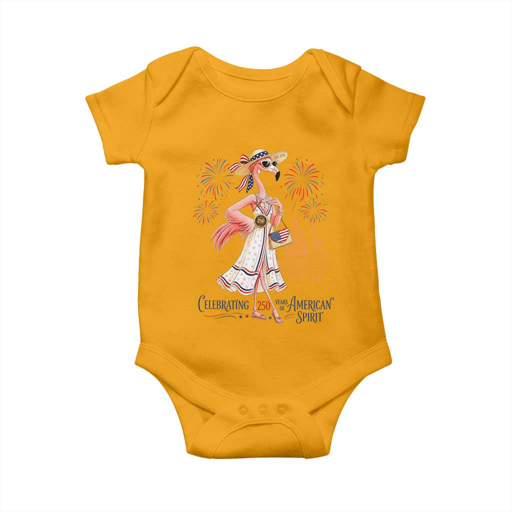Celebrating 250 Years of American Spirit Flamingo Baby Onesie Cute Patriotic Tropical Bird Summer Landmarks Fireworks