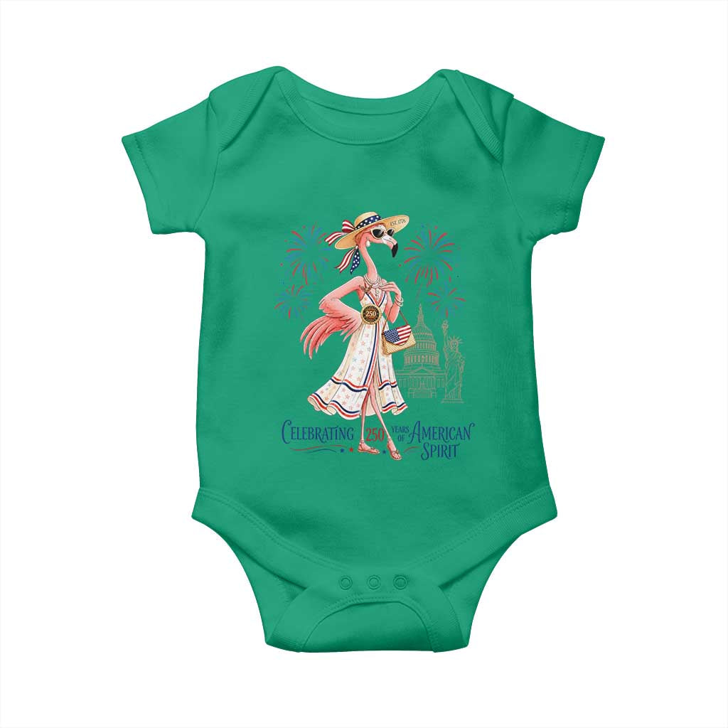 Celebrating 250 Years of American Spirit Flamingo Baby Onesie Cute Patriotic Tropical Bird Summer Landmarks Fireworks