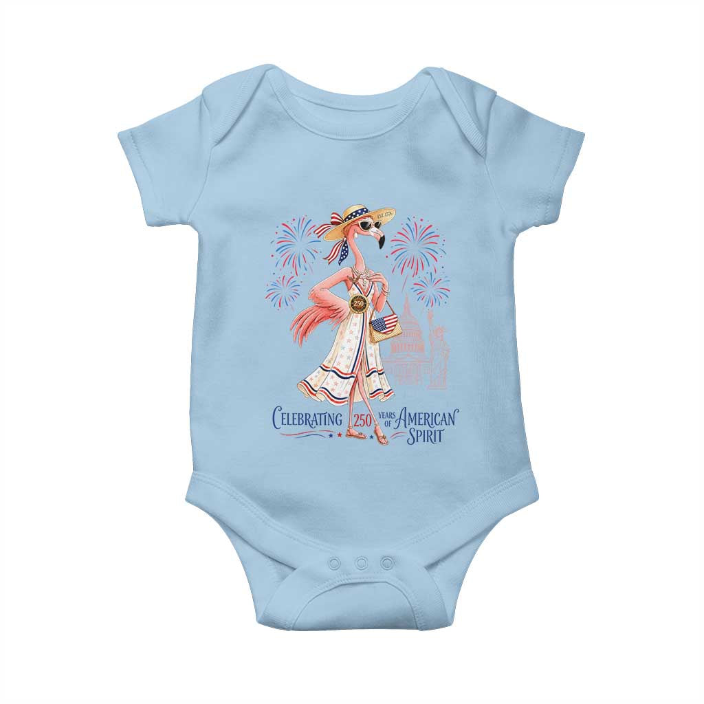 Celebrating 250 Years of American Spirit Flamingo Baby Onesie Cute Patriotic Tropical Bird Summer Landmarks Fireworks