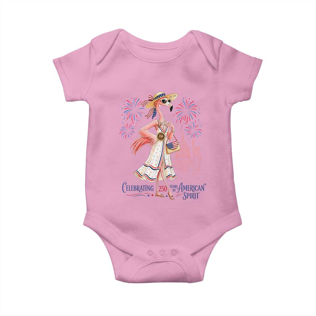 Celebrating 250 Years of American Spirit Flamingo Baby Onesie Cute Patriotic Tropical Bird Summer Landmarks Fireworks