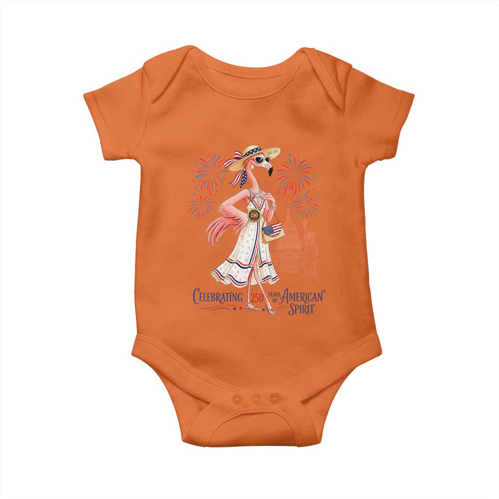 Celebrating 250 Years of American Spirit Flamingo Baby Onesie Cute Patriotic Tropical Bird Summer Landmarks Fireworks