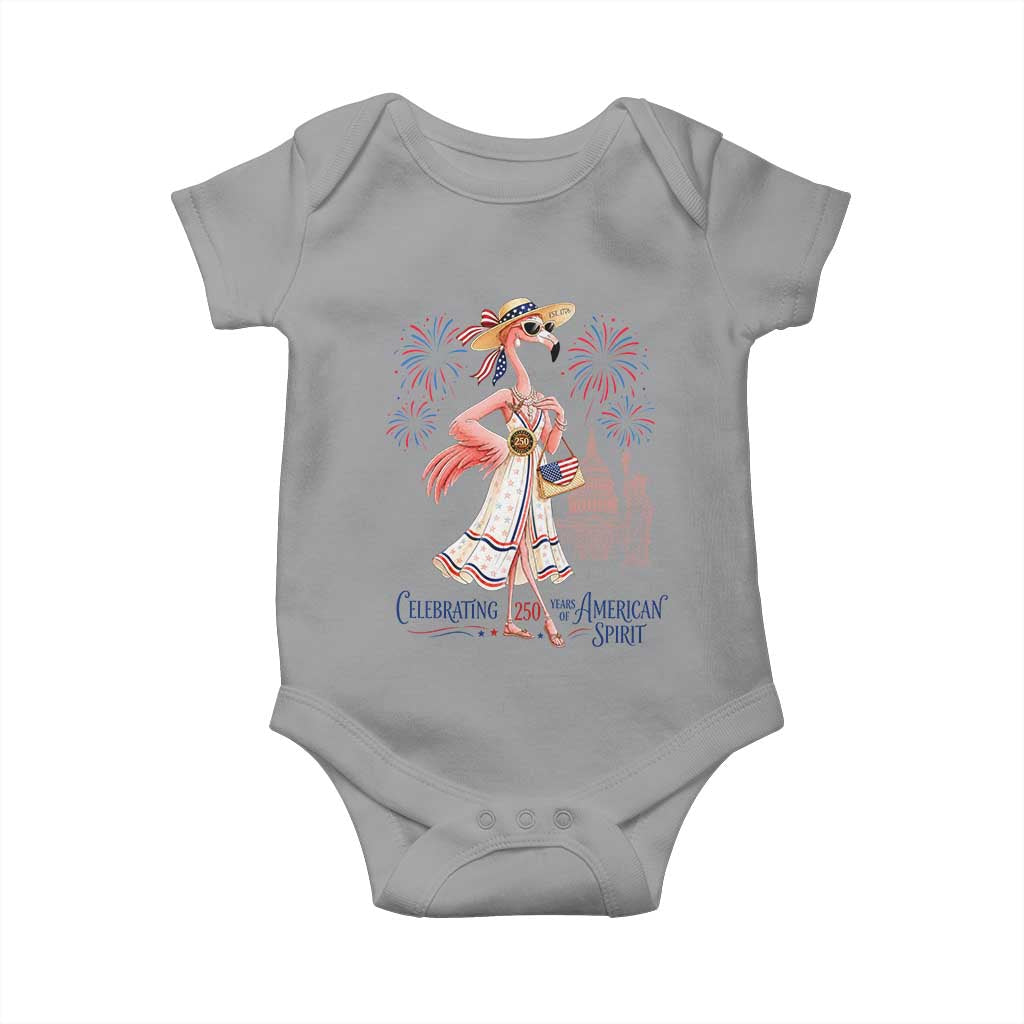 Celebrating 250 Years of American Spirit Flamingo Baby Onesie Cute Patriotic Tropical Bird Summer Landmarks Fireworks