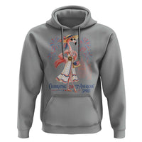 Celebrating 250 Years of American Spirit Flamingo Hoodie Cute Patriotic Tropical Bird Summer Landmarks Fireworks