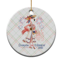 Celebrating 250 Years of American Spirit Flamingo Ceramic Ornament Cute Patriotic Tropical Bird Summer Landmarks Fireworks