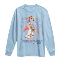Celebrating 250 Years of American Spirit Flamingo Long Sleeve Shirt Cute Patriotic Tropical Bird Summer Landmarks Fireworks