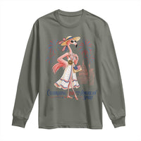 Celebrating 250 Years of American Spirit Flamingo Long Sleeve Shirt Cute Patriotic Tropical Bird Summer Landmarks Fireworks