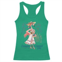 Celebrating 250 Years of American Spirit Flamingo Racerback Tank Top Cute Patriotic Tropical Bird Summer Landmarks Fireworks