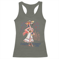 Celebrating 250 Years of American Spirit Flamingo Racerback Tank Top Cute Patriotic Tropical Bird Summer Landmarks Fireworks