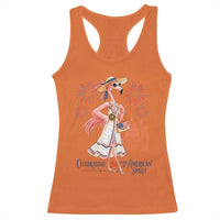 Celebrating 250 Years of American Spirit Flamingo Racerback Tank Top Cute Patriotic Tropical Bird Summer Landmarks Fireworks