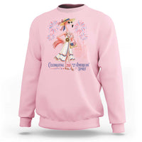 Celebrating 250 Years of American Spirit Flamingo Sweatshirt Cute Patriotic Tropical Bird Summer Landmarks Fireworks