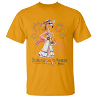 Celebrating 250 Years of American Spirit Flamingo T Shirt Cute Patriotic Tropical Bird Summer Landmarks Fireworks