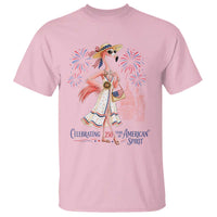 Celebrating 250 Years of American Spirit Flamingo T Shirt Cute Patriotic Tropical Bird Summer Landmarks Fireworks