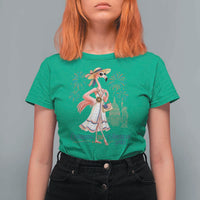 Celebrating 250 Years of American Spirit Flamingo T Shirt For Women Cute Patriotic Tropical Bird Summer Landmarks Fireworks