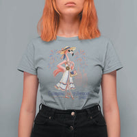 Celebrating 250 Years of American Spirit Flamingo T Shirt For Women Cute Patriotic Tropical Bird Summer Landmarks Fireworks