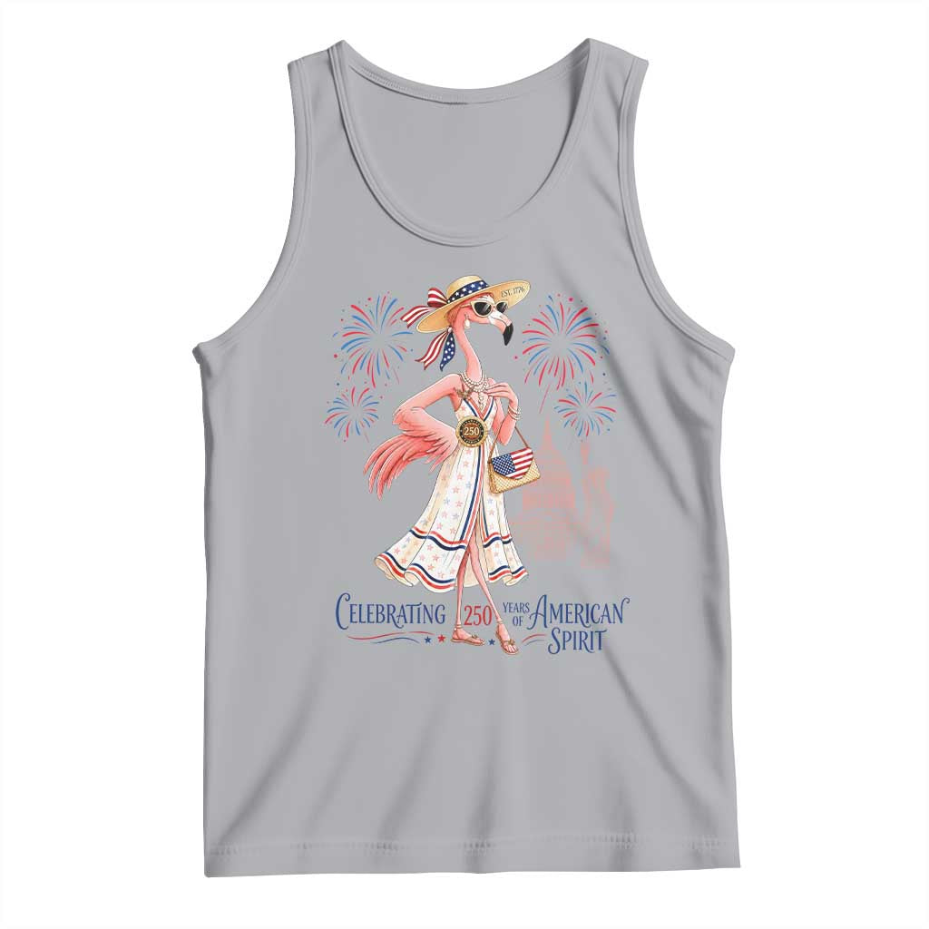 Celebrating 250 Years of American Spirit Flamingo Tank Top Cute Patriotic Tropical Bird Summer Landmarks Fireworks
