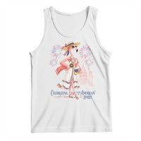 Celebrating 250 Years of American Spirit Flamingo Tank Top Cute Patriotic Tropical Bird Summer Landmarks Fireworks