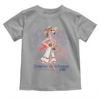 Celebrating 250 Years of American Spirit Flamingo Toddler T Shirt Cute Patriotic Tropical Bird Summer Landmarks Fireworks