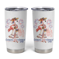Celebrating 250 Years of American Spirit Flamingo Tumbler Cup Cute Patriotic Tropical Bird Summer Landmarks Fireworks