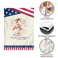 Celebrating 250 Years of American Spirit Flamingo Patriotic Garden Flag Cute Tropical Bird Summer Landmarks Fireworks