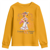 Celebrating 250 Years of American Spirit Flamingo Youth Sweatshirt Cute Patriotic Tropical Bird Summer Landmarks Fireworks