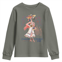 Celebrating 250 Years of American Spirit Flamingo Youth Sweatshirt Cute Patriotic Tropical Bird Summer Landmarks Fireworks