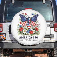 America 250 Patriotic Butterfly Floral Graphic Spare Tire Cover American Flag Wings Watercolor Wildflowers 1776 to 2026 Semiquincentennial