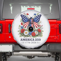 America 250 Patriotic Butterfly Floral Graphic Spare Tire Cover American Flag Wings Watercolor Wildflowers 1776 to 2026 Semiquincentennial