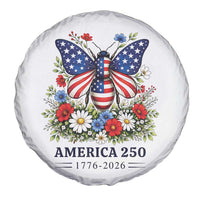 America 250 Patriotic Butterfly Floral Graphic Spare Tire Cover American Flag Wings Watercolor Wildflowers 1776 to 2026 Semiquincentennial