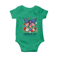 America 250 Patriotic Butterfly Floral Graphic Baby Onesie American Flag Wings Watercolor Wildflowers 1776 to 2026 Semiquincentennial