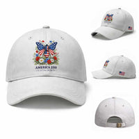 America 250 Patriotic Butterfly Floral Graphic Baseball Cap American Flag Wings Watercolor Wildflowers 1776 to 2026 Semiquincentennial