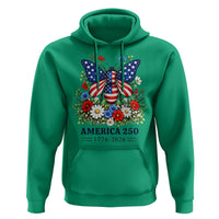 America 250 Patriotic Butterfly Floral Graphic Hoodie American Flag Wings Watercolor Wildflowers 1776 to 2026 Semiquincentennial