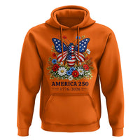 America 250 Patriotic Butterfly Floral Graphic Hoodie American Flag Wings Watercolor Wildflowers 1776 to 2026 Semiquincentennial