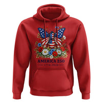 America 250 Patriotic Butterfly Floral Graphic Hoodie American Flag Wings Watercolor Wildflowers 1776 to 2026 Semiquincentennial
