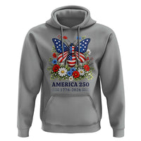 America 250 Patriotic Butterfly Floral Graphic Hoodie American Flag Wings Watercolor Wildflowers 1776 to 2026 Semiquincentennial