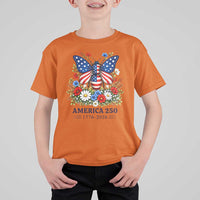 America 250 Patriotic Butterfly Floral Graphic T Shirt For Kid American Flag Wings Watercolor Wildflowers 1776 to 2026 Semiquincentennial