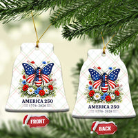 America 250 Patriotic Butterfly Floral Graphic Ceramic Ornament American Flag Wings Watercolor Wildflowers 1776 to 2026 Semiquincentennial