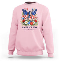 America 250 Patriotic Butterfly Floral Graphic Sweatshirt American Flag Wings Watercolor Wildflowers 1776 to 2026 Semiquincentennial