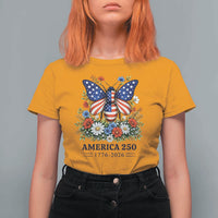 America 250 Patriotic Butterfly Floral Graphic T Shirt For Women American Flag Wings Watercolor Wildflowers 1776 to 2026 Semiquincentennial