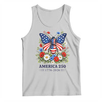 America 250 Patriotic Butterfly Floral Graphic Tank Top American Flag Wings Watercolor Wildflowers 1776 to 2026 Semiquincentennial