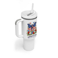 America 250 Patriotic Butterfly Floral Graphic Tumbler With Handle American Flag Wings Watercolor Wildflowers 1776 to 2026 Semiquincentennial