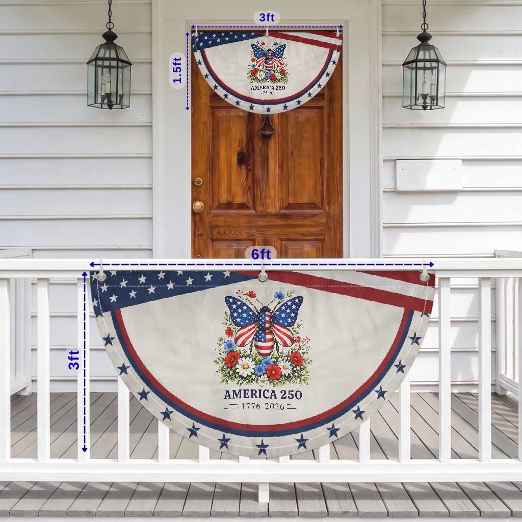 America 250 Butterfly Floral Graphic Patriotic Fan Flag American Flag Wings Watercolor Wildflowers 1776 to 2026 Semiquincentennial