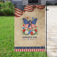 America 250 Butterfly Floral Graphic Patriotic Garden Flag American Flag Wings Watercolor Wildflowers 1776 to 2026 Semiquincentennial