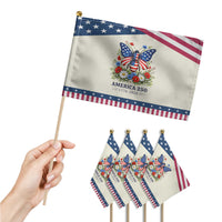 America 250 Butterfly Floral Graphic Patriotic Handheld Flag American Flag Wings Watercolor Wildflowers 1776 to 2026 Semiquincentennial