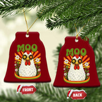 Retro Moo Chicken Wearing Sunglasses Graphic Ceramic Ornament Funny Groovy Farm Animal Pun Vintage Sunburst