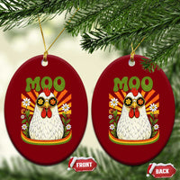 Retro Moo Chicken Wearing Sunglasses Graphic Ceramic Ornament Funny Groovy Farm Animal Pun Vintage Sunburst