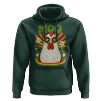 Retro Moo Chicken Wearing Sunglasses Graphic Hoodie Funny Groovy Farm Animal Pun Vintage Sunburst