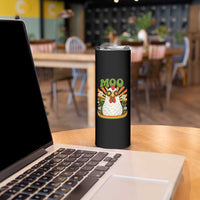 Retro Moo Chicken Wearing Sunglasses Graphic Skinny Tumbler Funny Groovy Farm Animal Pun Vintage Sunburst