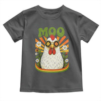 Retro Moo Chicken Wearing Sunglasses Graphic Toddler T Shirt Funny Groovy Farm Animal Pun Vintage Sunburst